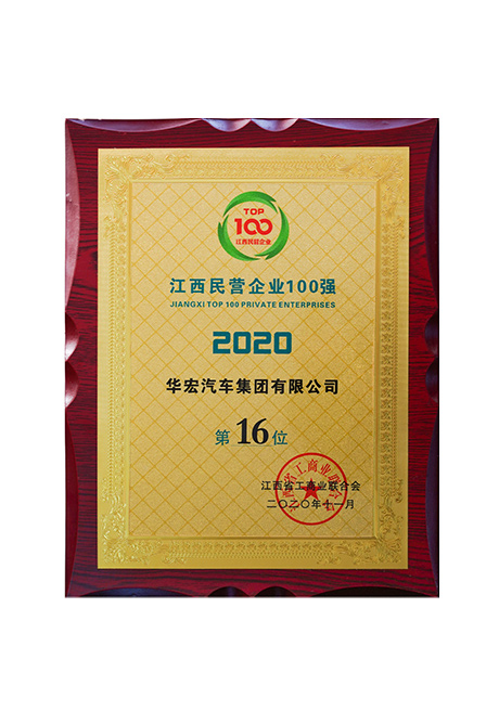 2020年江西民營企業100強 第16位